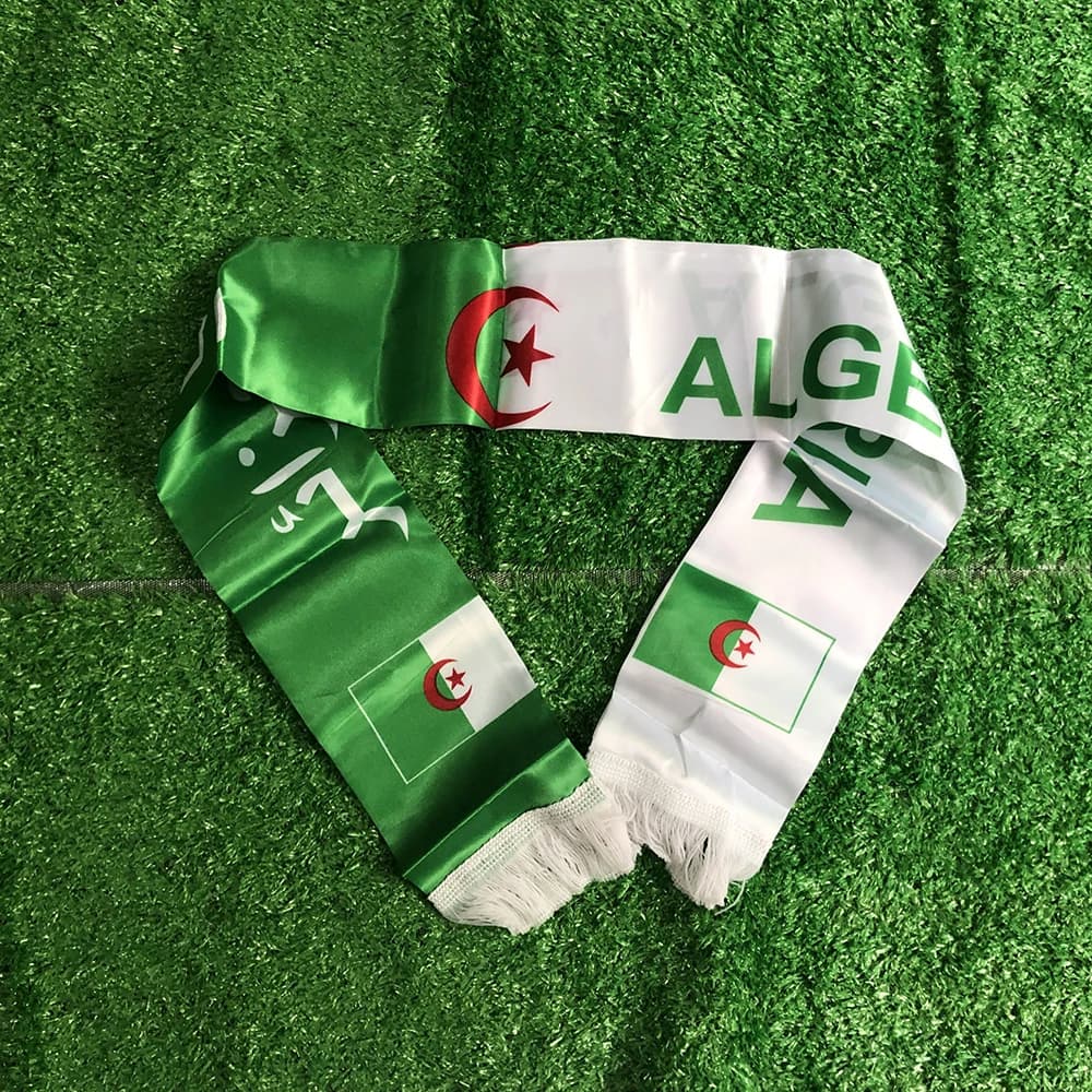 SKY FLAG Algeria Scarf 14*130cm Algeria Flag Custom Scarf Football Team Scarf Printing Satin Algeria Banner