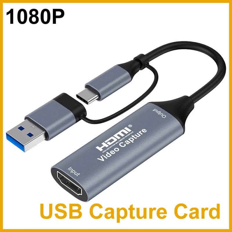 USB-A/USB-C USB2.0 1080P Capture Card 4K HDMI-compatible HDTV Video Audio Grabber Recording Live for PS4 Xbox OBS Studio Pot Pla