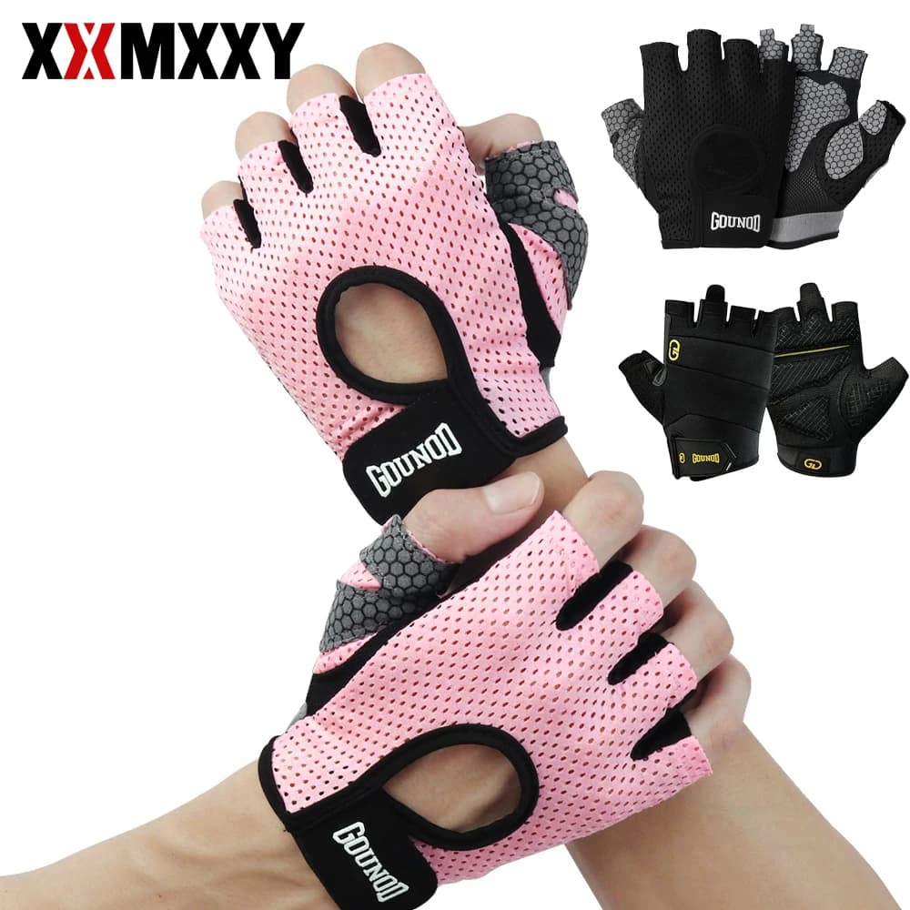 1 pair of padded palm training gloves, lightweight fingerless gloves and anti-slip for gym, powerlifting, fitness and cycling