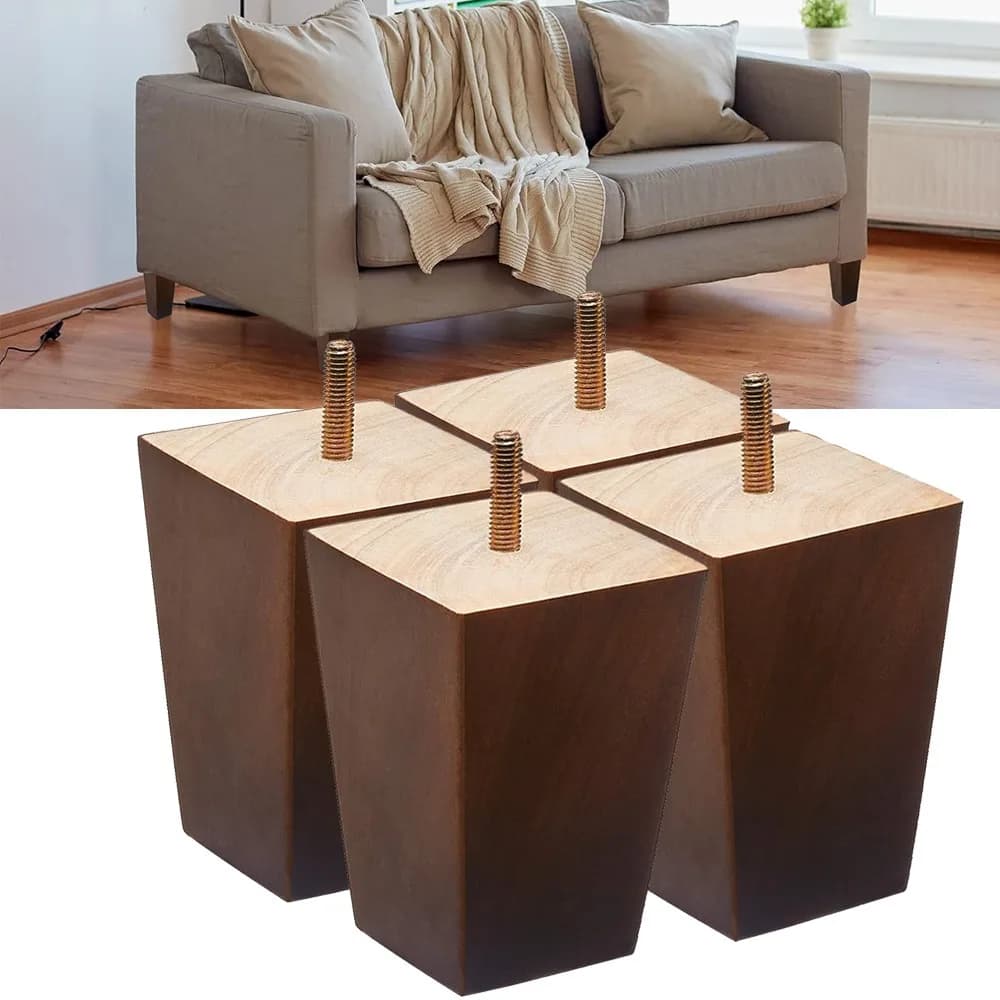 Gambe Moderne in Legno per Mobili, Gambe Quadrate di Ricambio per Divano, Poltrona, Tavolo, Cassettiera, Armadio, Letto, Sedia, Panca
