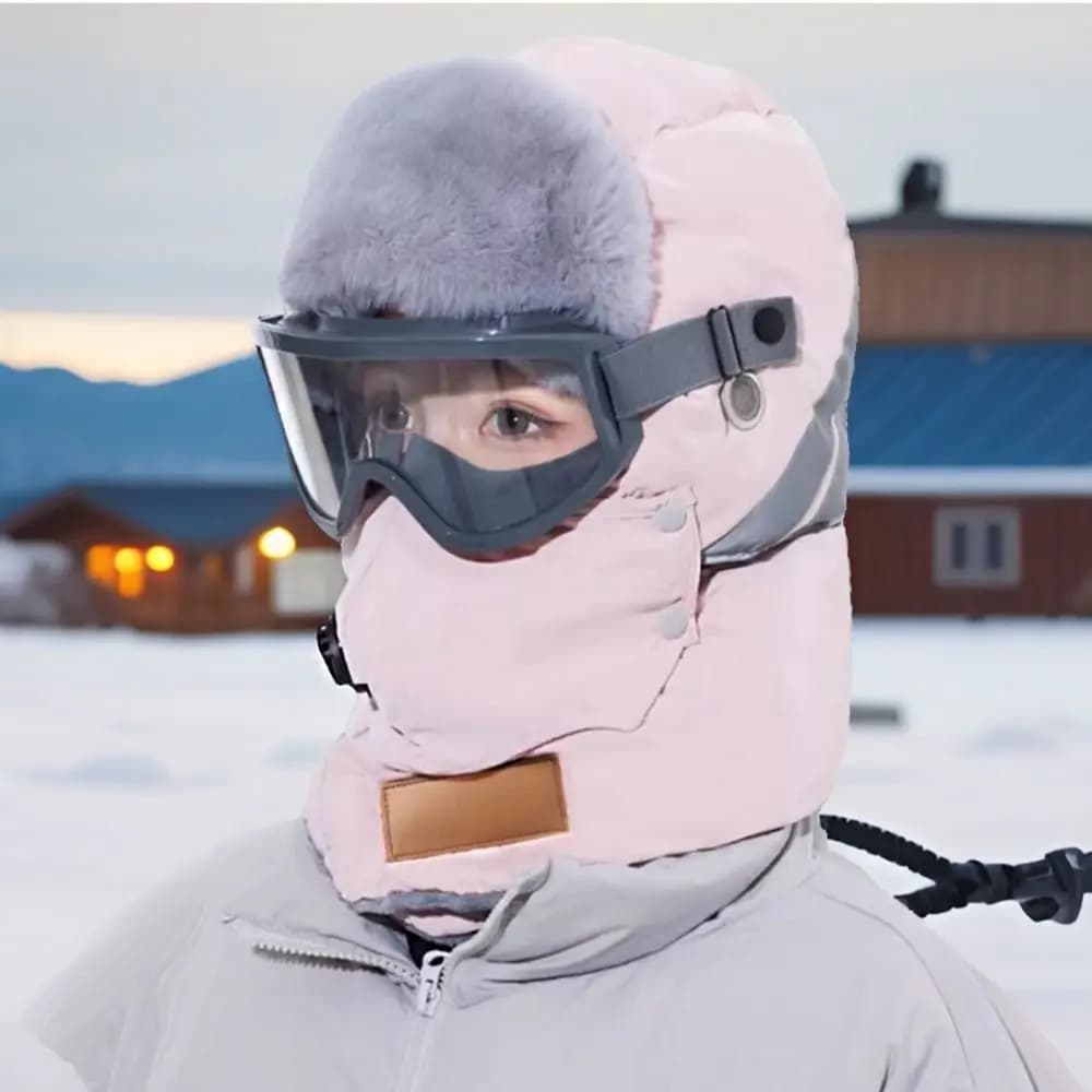 Cappelli per protezioni per le orecchie Cappello da sci russo Colbacco con occhiali Paraorecchie Cappelli invernali Cappuccio Berretti da neve Ciclismo Berretto antivento da esterno