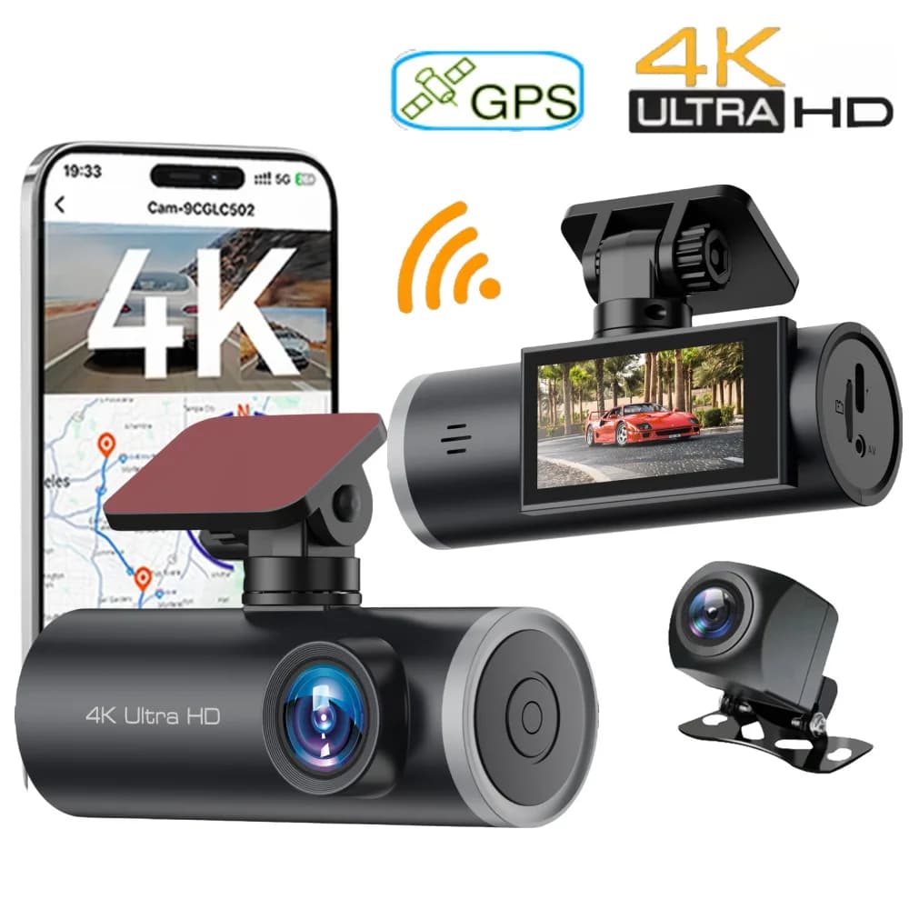 Car Camera Dashcam Voiture Mirror 4k Smart 3 Channel Dashcam Auto 4g with Front and Rear Camera 4k Dashcam for Car