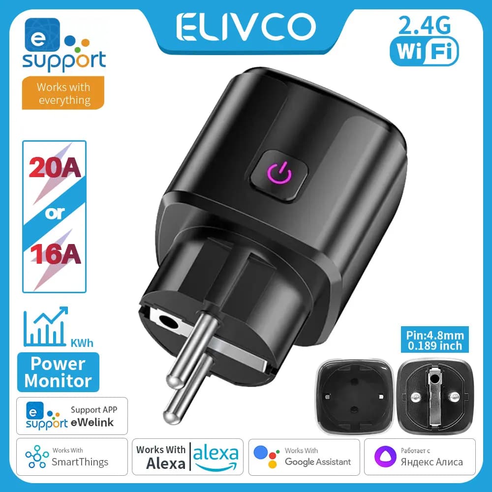 eWelink Smart Socket Plug WiFi EU 16A/20A with power monitor timing function Remote control APP