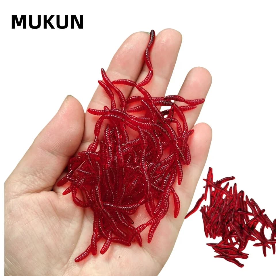 Lombrico simulato, verme rosso esca da pesca in silicone mini gamberetti odore di pesce esca pesce mare roccia basso morbido doppio basso Leurre
