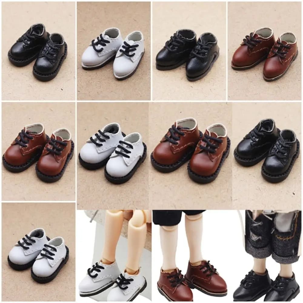 1 paio di scarpe da bambola in pelle PU 1/12 Bjd punta rotonda 1 paio di scarpe da bambola in pelle PU scarpe da bambola Mini bambola BJD scarpe in PU ob11 bambola