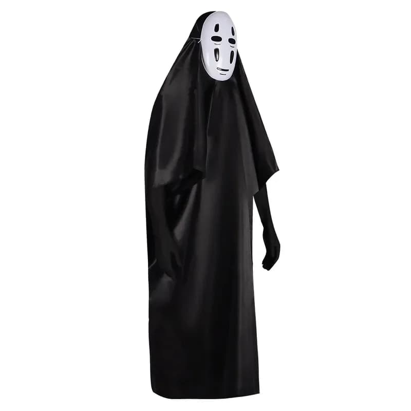 HD2S Anime Qingcheng Horror Mask Ghost Costume Cloak Cosplay Outfit No Face Man Full Set Halloween Party Role Play Up