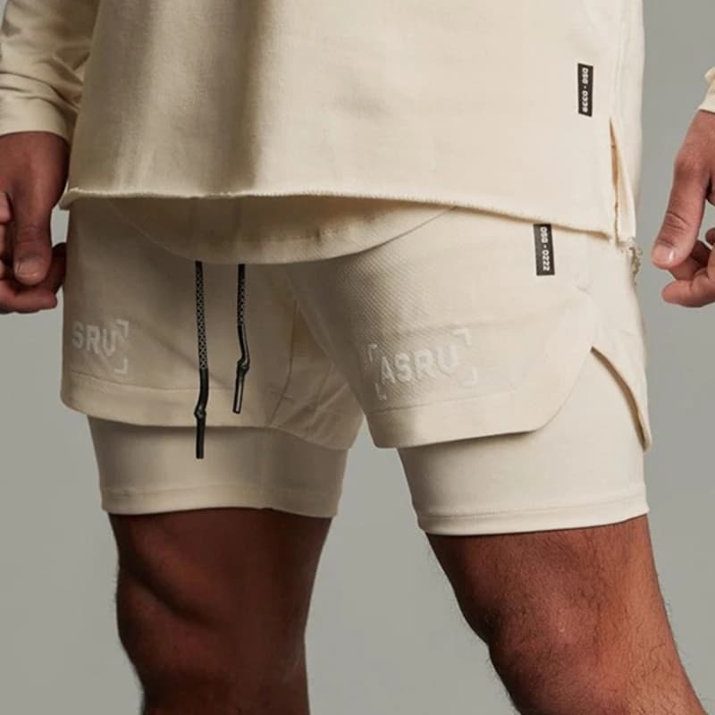 Pantaloncini da uomo 2in1 ad asciugatura rapida Pantaloncini da allenamento traspiranti da corsa per palestra a doppio strato Pantaloncini sportivi resistenti al sudore per allenamento fitness