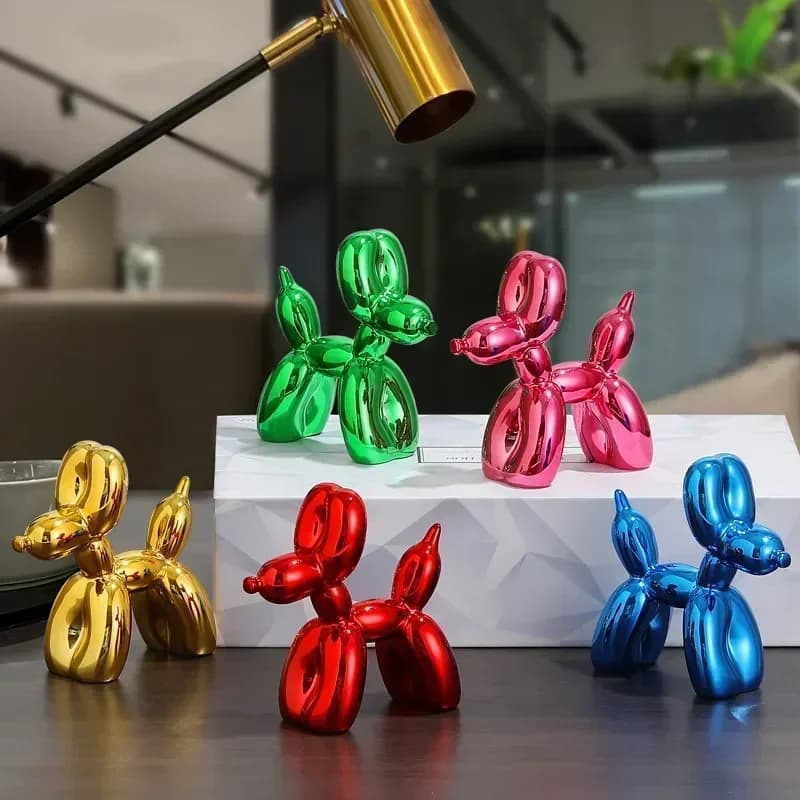 10 cm 17 cm Nordic Palloncino Cane Scultura In Resina Animale Giocattolo Statua Sculture Figurine Artigianato Decorazione Della Casa Camera Desktop blu Regalo