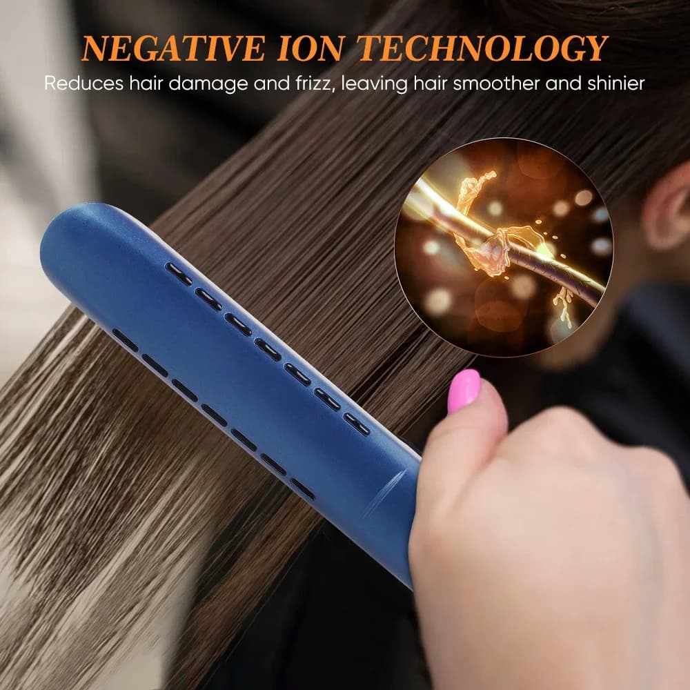 Piastra per capelli asciugatrice in ferro piatto a temperatura regolabile -2 in 1, piastra per capelli in ferro piatto a vapore in ceramica da salone