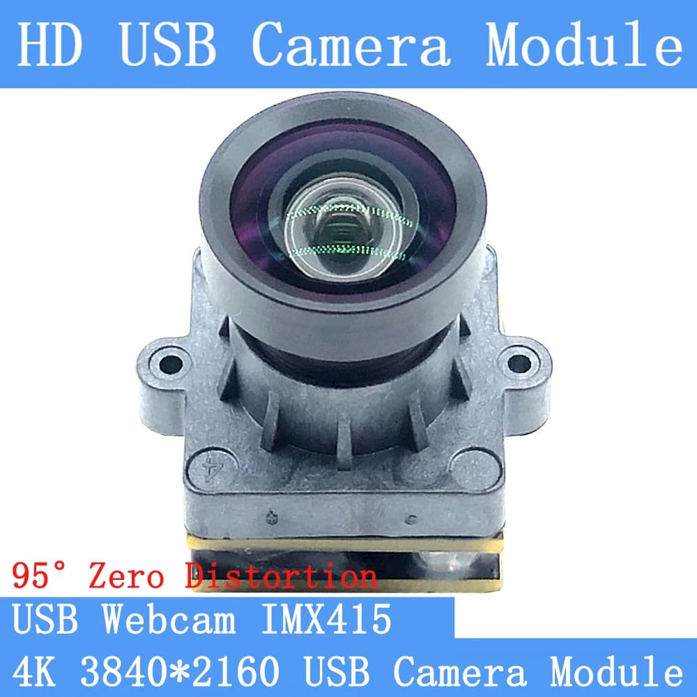Webcam USB 4K MJPEG 30fps 3840x2160 IMX415 95 ° Module USB Camera Mini UVC AF with Autofocus No distortion 20mm*20mm, Lenten 25mm 16mm