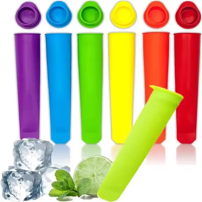 Stampi per ghiaccioli in silicone riutilizzabili, 6 pezzi, tubi a tenuta stagna con coperchi, facile da sformare, per gelato fatto in casa, dessert estivi