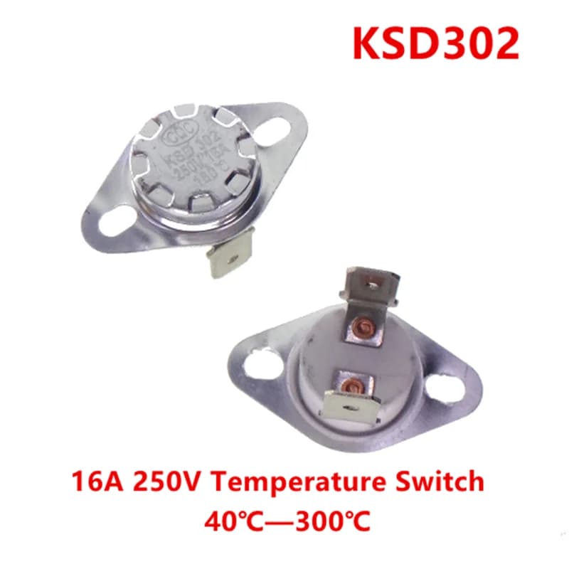 KSD302 16A 250V Ceramica KSD301 Termostato interruttore temperatura normalmente chiuso 40 45 55 65 75 90 100 110 120 130C