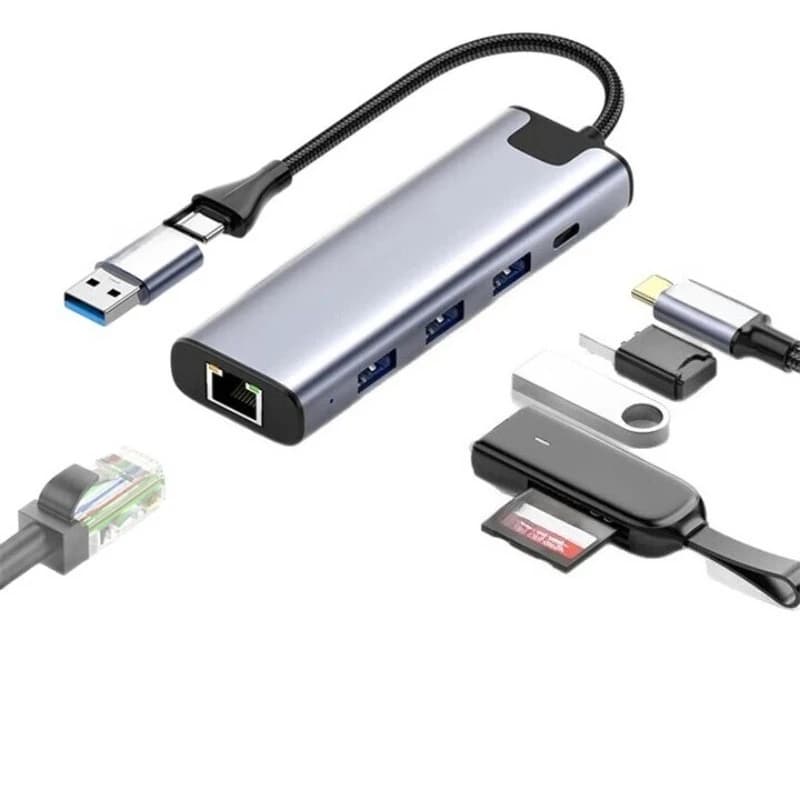5-in-1 Desktop Docking Station With Three High Speed Ports Network Interface Converter Home Office Hardware Connection Adapter