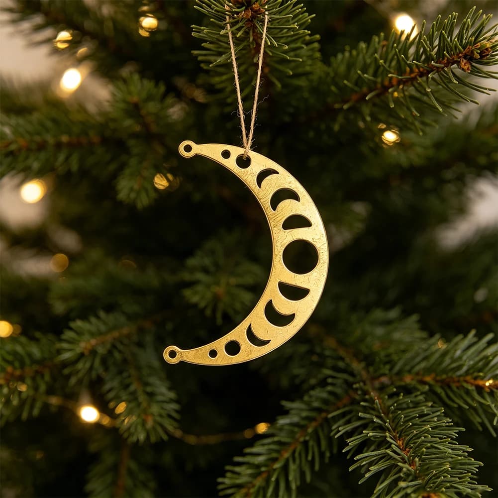 Ciondolo a forma di luna crescente cava con doppio foro per creazione gioielli fai da te, collane, orecchini, bracciali, decorazioni per altari, forniture per artigianato