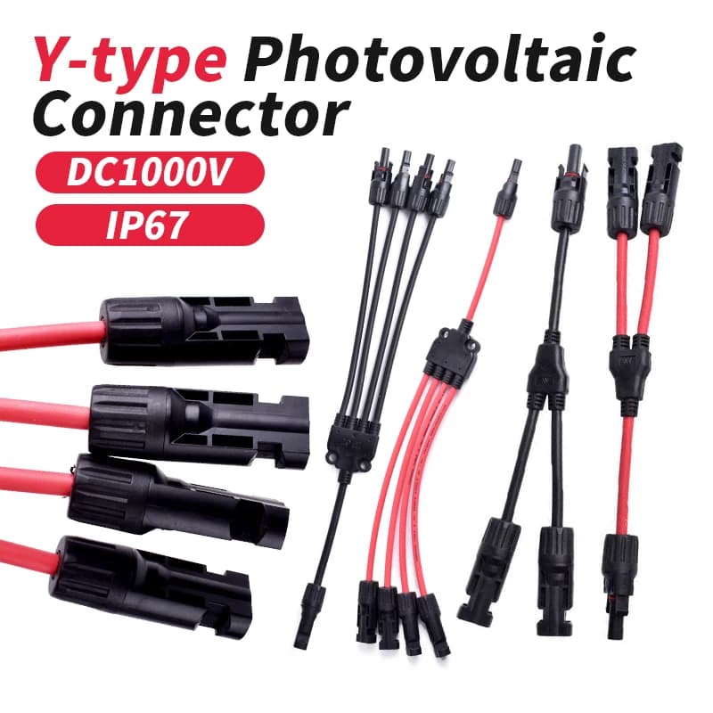 Cavo connettore fotovoltaico a forma di Y 30A DC1000V Impermeabile IP67 Y3 Y4 Y5 da 1 a 2 Cavo parallelo nero rosso Cavo per pannello solare