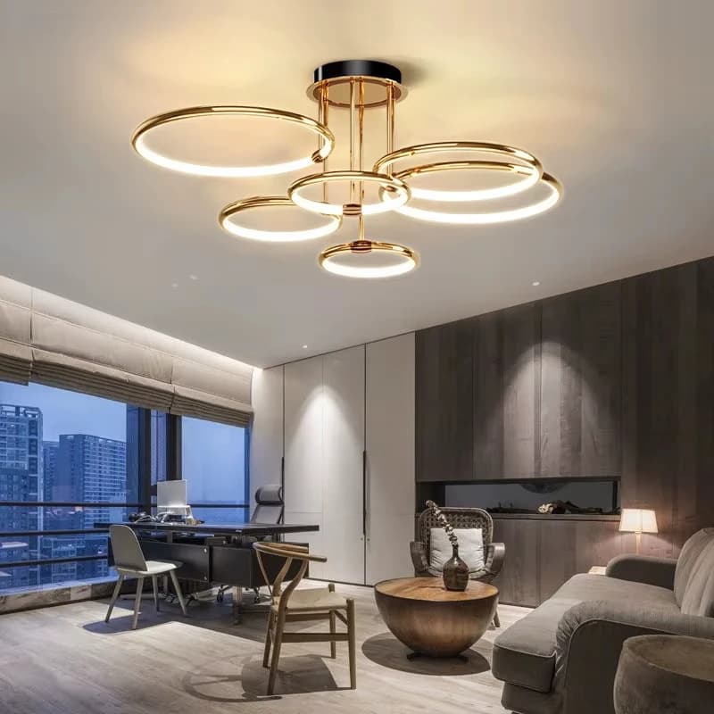 Lampadario LED Postmoderno Dorato con Telecomando e Dimmer, Lampada Sospesa per Ingresso, Ristorante, Camera da Letto, Bar, Illuminazione Decorativa