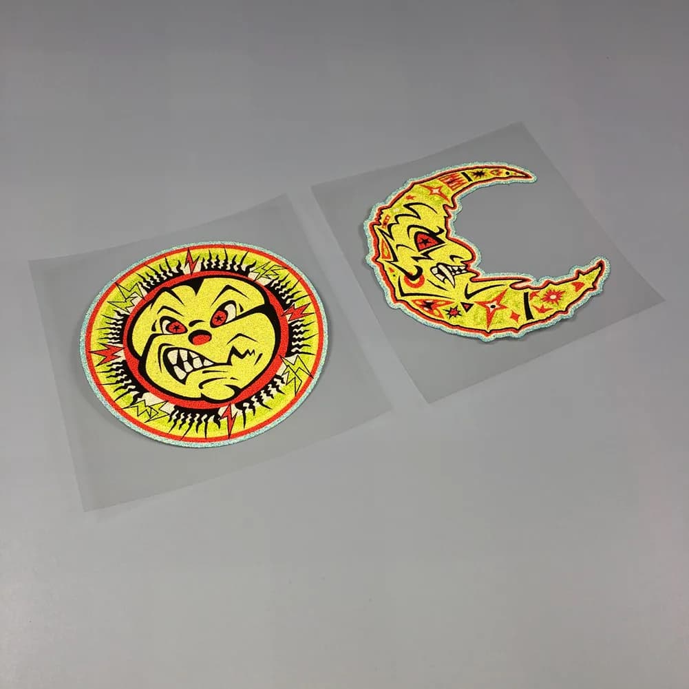 Wall decals for Motorcycle Helmets and Road Bikes, Decalcomanie for Racing Sports Cars, Applique Sole Luna Rossi