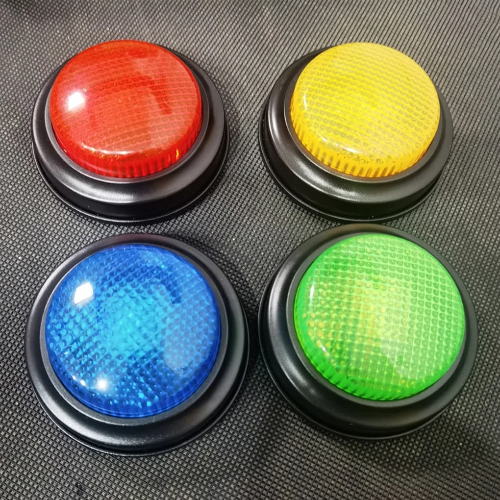 con luci a LED Pulsante di risposta rapida Cicalino elettronico per quiz Set da 4 pezzi per giochi in classe Spettacolo Trivia Competizione Giocattolo per l'apprendimento