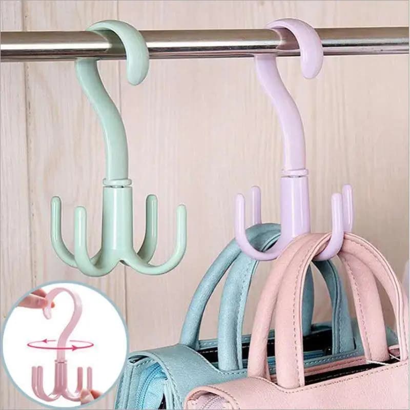 New Four Claw Hook Rotatable Bag Rack Multifunctional Bag Clothes And Hat Hook Sun Drying Shoe Rack Storage Artifact 4-claw Hook