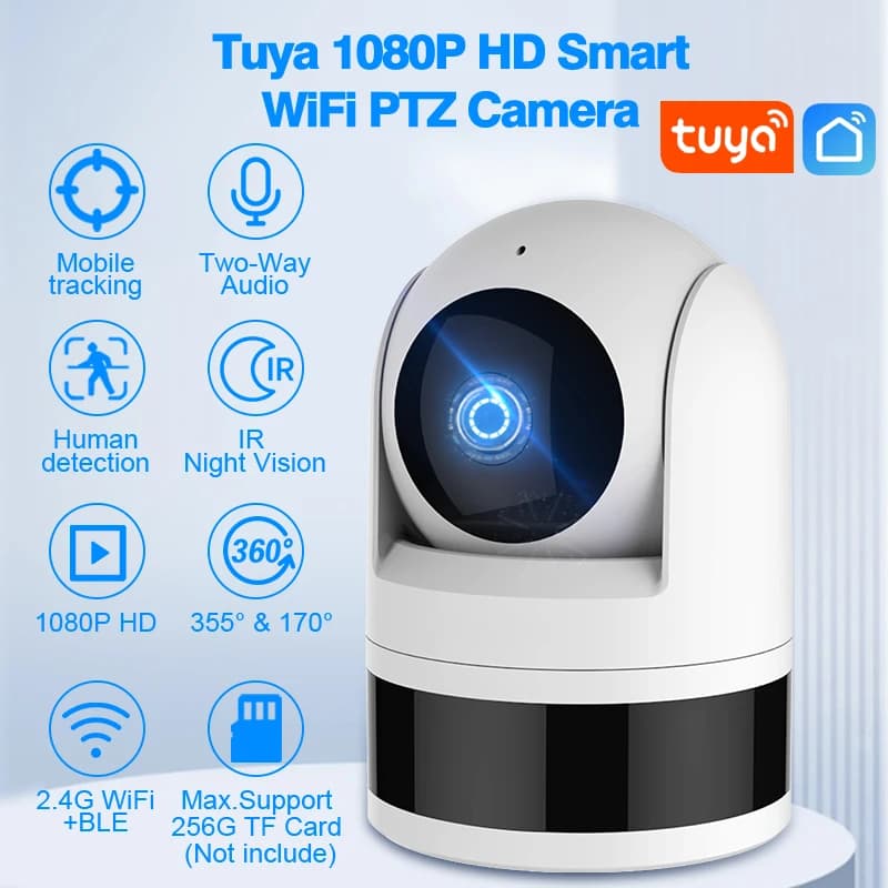 Tuya WiFi Camera 1080P Indoor Smart Life Telecamera di sicurezza Monitoraggio del bambino Monitoraggio del movimento Allarme sonoro Citofono vocale Visione notturna