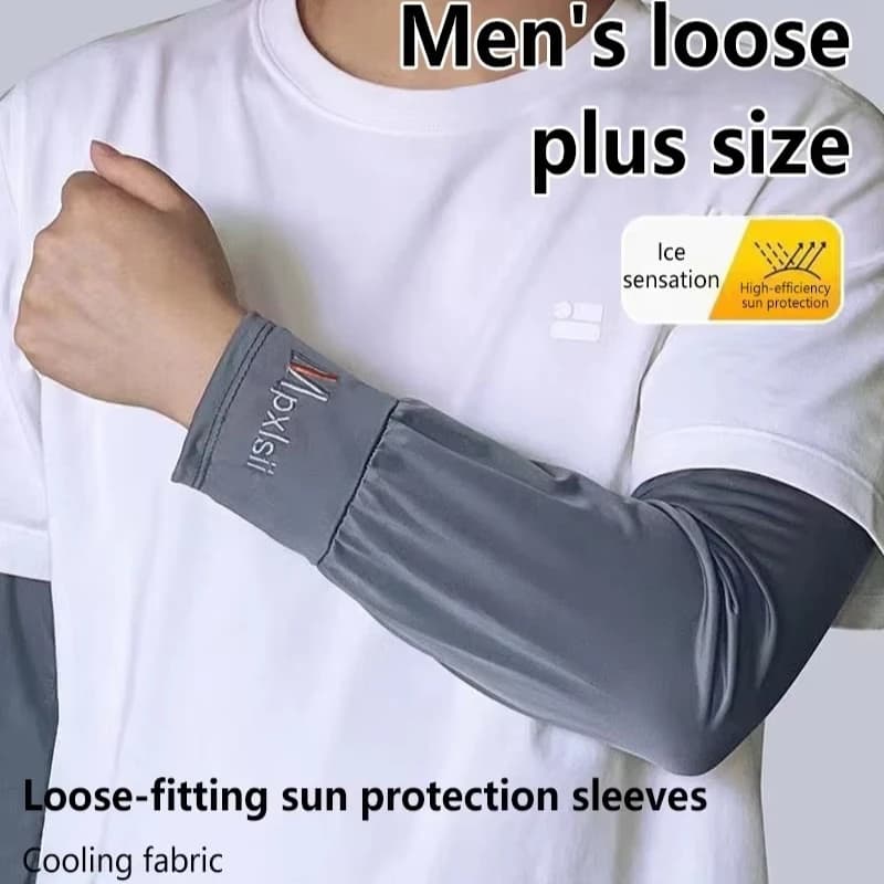 1 Pair Mens Ice Arm Sleeves Sunscreen Elastic Driving Gloves Outdoor UV Protection Arm Cover Sleeves Lightweight Cool Muff 2026