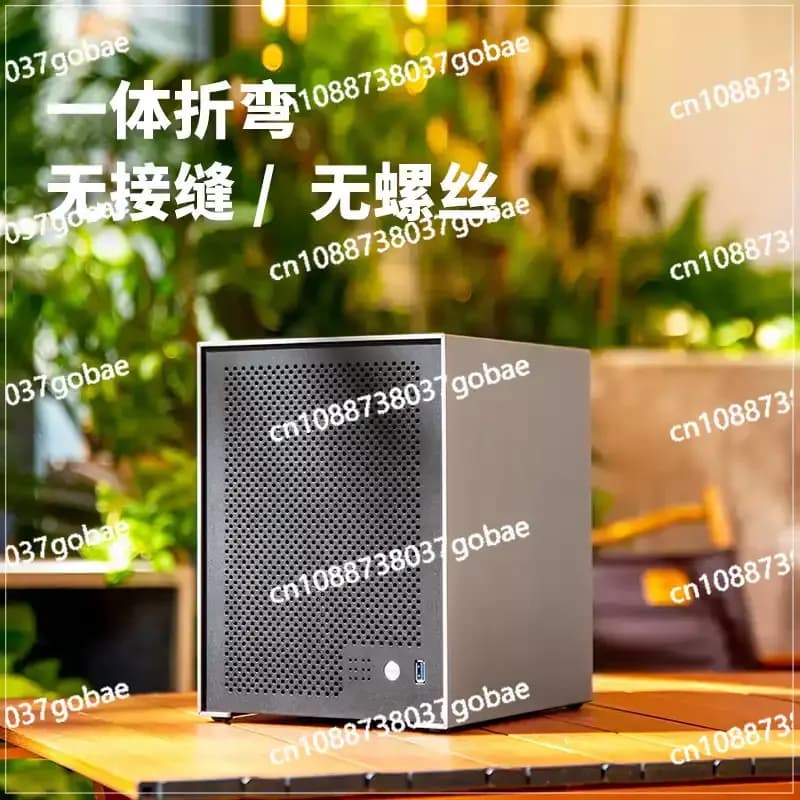 Chassis in alluminio NAS a 6 postazioni, alimentatore compatto 1U, gruppo ITX PCIe a mezza altezza, servizio di archiviazione file AIO nero