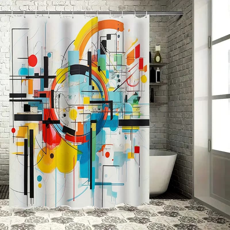 Tenda da doccia moderna per decorazioni per il bagno con design astratto vibrante, perfetta per i bagni di casa, hotel di lusso!