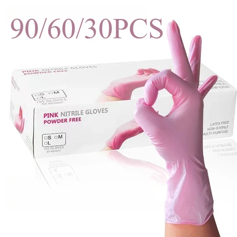 Guanti in nitrile usa e getta rosa chiaro da 900/60/30 pezzi, impermeabili, antistatici, durevoli, guanti rosa chiaro per utensili da cucina