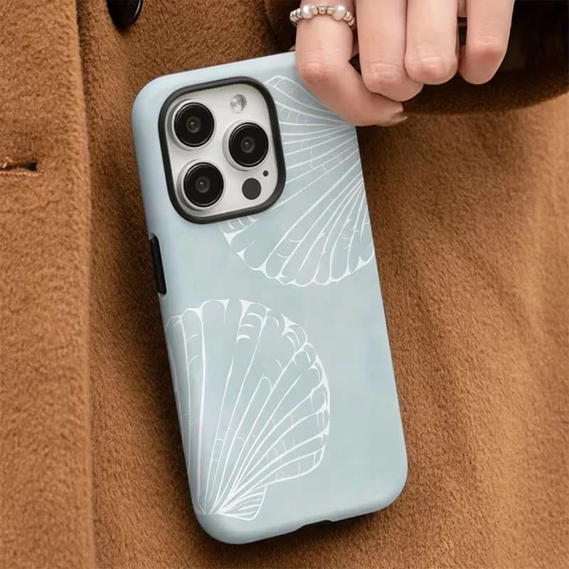 Simple shell design pattern in pink for mobile phones suitable for IPhone 17 16e 16 15 14 13 12 11 Pro Max (two-in-one protective case) is an ideal choice for summer gifts party gifts and birthday gifts