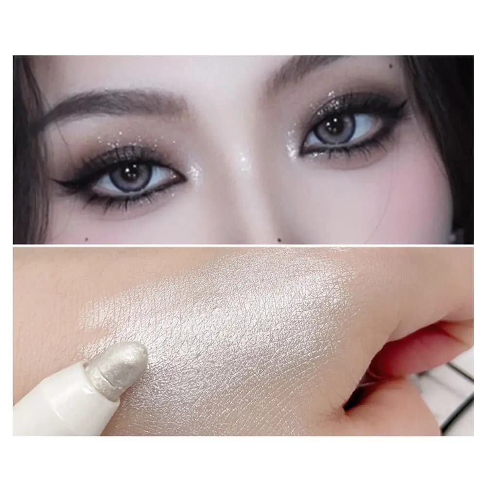 Matita Ombretto Illuminante, Stick Ombretto Lunga Durata Multiuso, Penna Ombretto Bianco Perlato Glitterato e Bianco Opaco