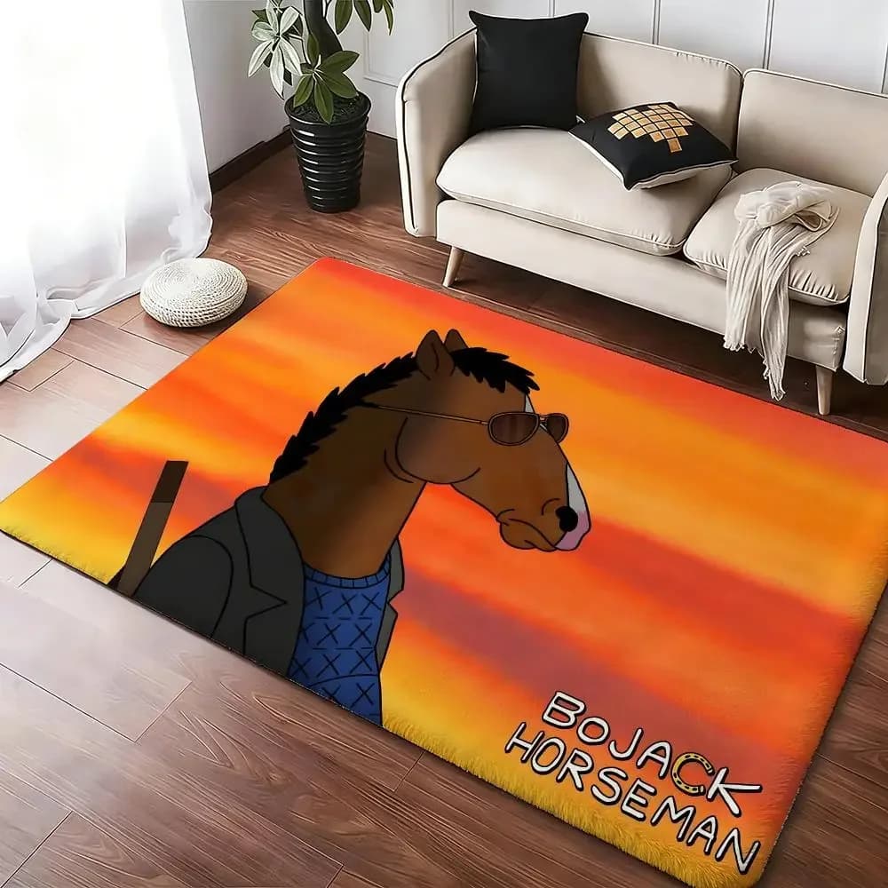 Anime classic B-BoJack Art Horseman Thickened Absorbent Non-Slip Floor Mat Bedroom Living Room Door Mat Flannel Rug