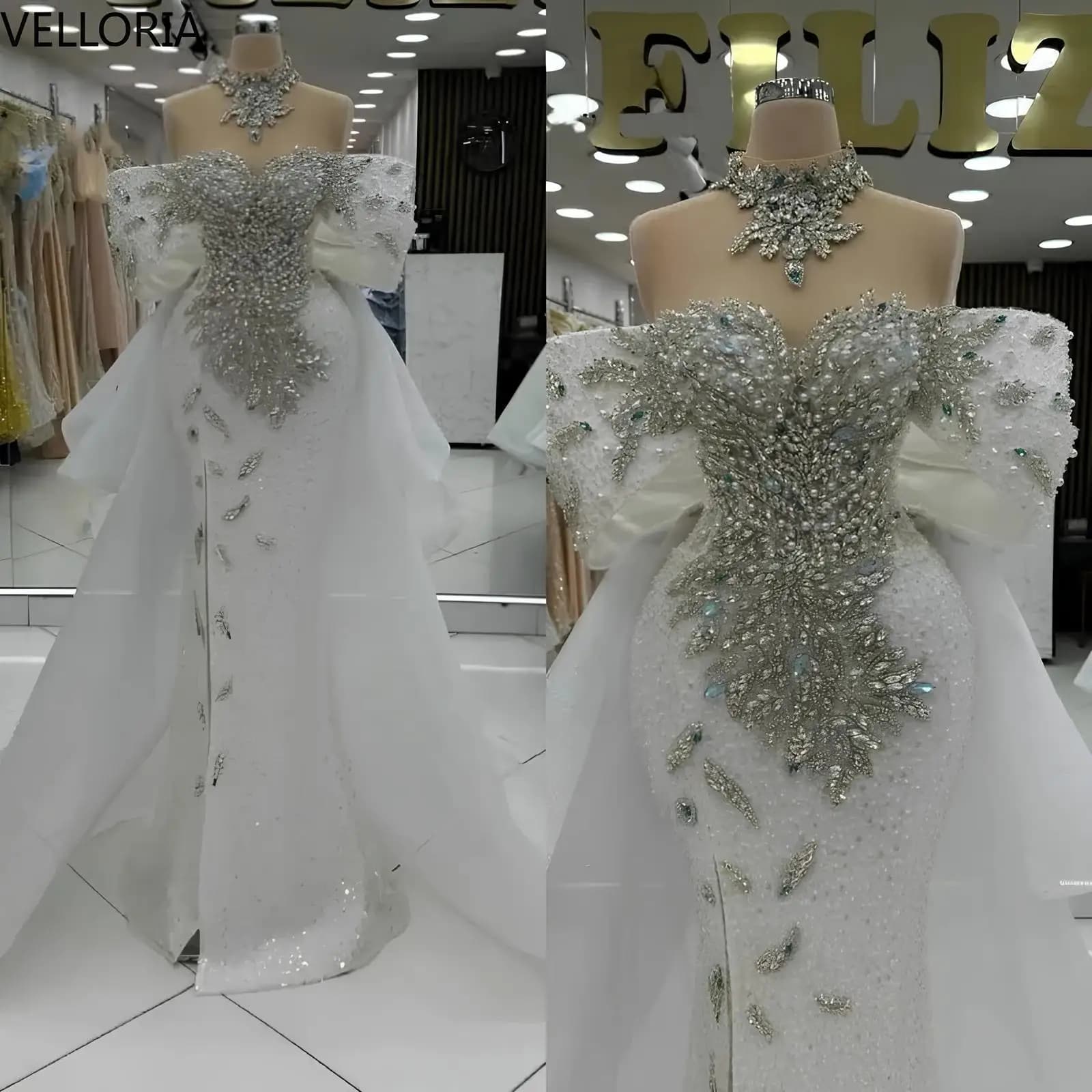 Luxury evening dresses for women Sleeveless dance dress with shoulders discoveries Pearl Appliques Party dress with crystal dress custom