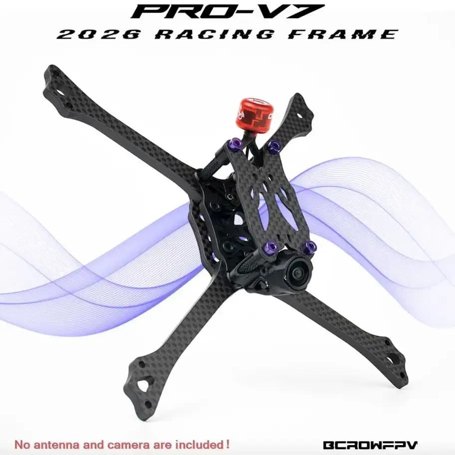 BCROWFPV PRO-V7 Racing drone frame kit 2026 New model, FPV four-coated carbon fiber frame for 5 inch DIY drone