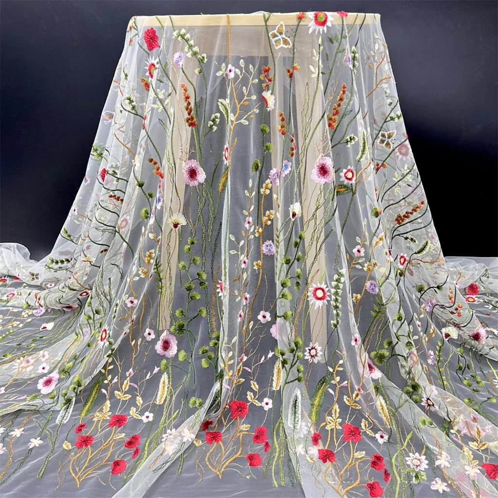 130cm Wide Hot-Selling High-Density Water-Soluble Seaweed Embroidered Mesh Fabric Bridal & Dress Cross-Border Apparel Material