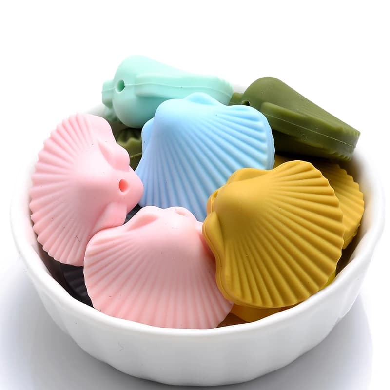 5 pz/lotto 28x2 5mm perline in Silicone a forma di conchiglia Food Grade Baby massaggiagengive masticare perline per collana ciuccio accessori catena BPA gratis