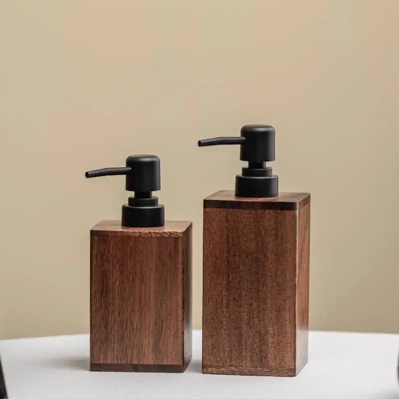 Dispenser di Sapone in Legno di Lusso per Igienizzante Mani e Lozione - Accessorio da Bagno per Casa e Viaggio