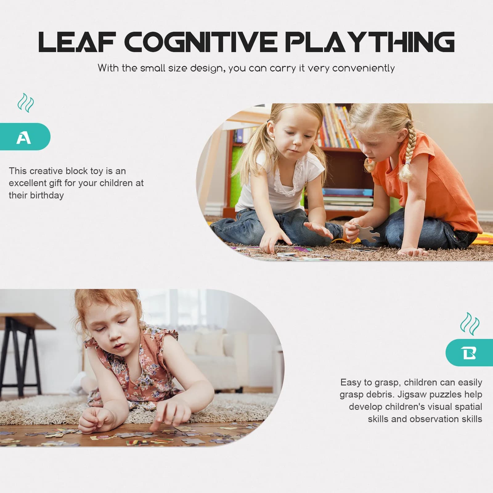 Puzzle in Legno a Forma di Foglia, Gioco Educativo Creativo per Bambini, Ausilio per l'Apprendimento Precoce e lo Sviluppo Cognitivo
