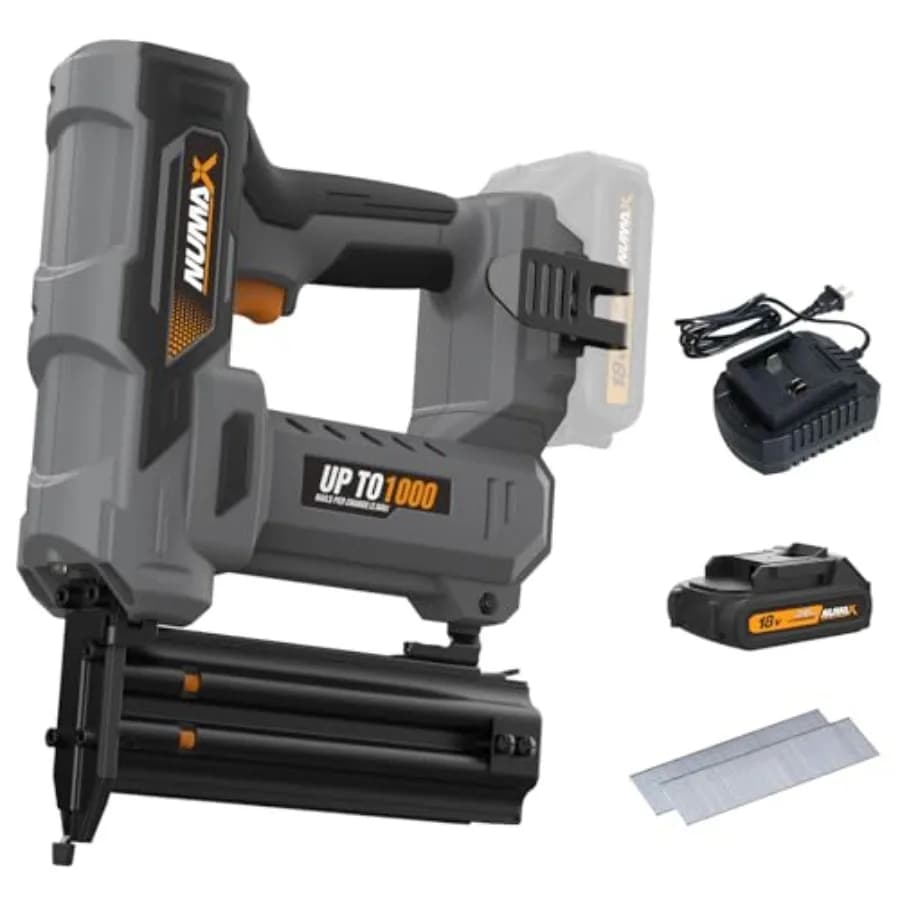 18V Battery Nail Tool for Brad Nails from 18 Gauge with Charger and 500 Nails, 1000 Hips for Charging, Compatible