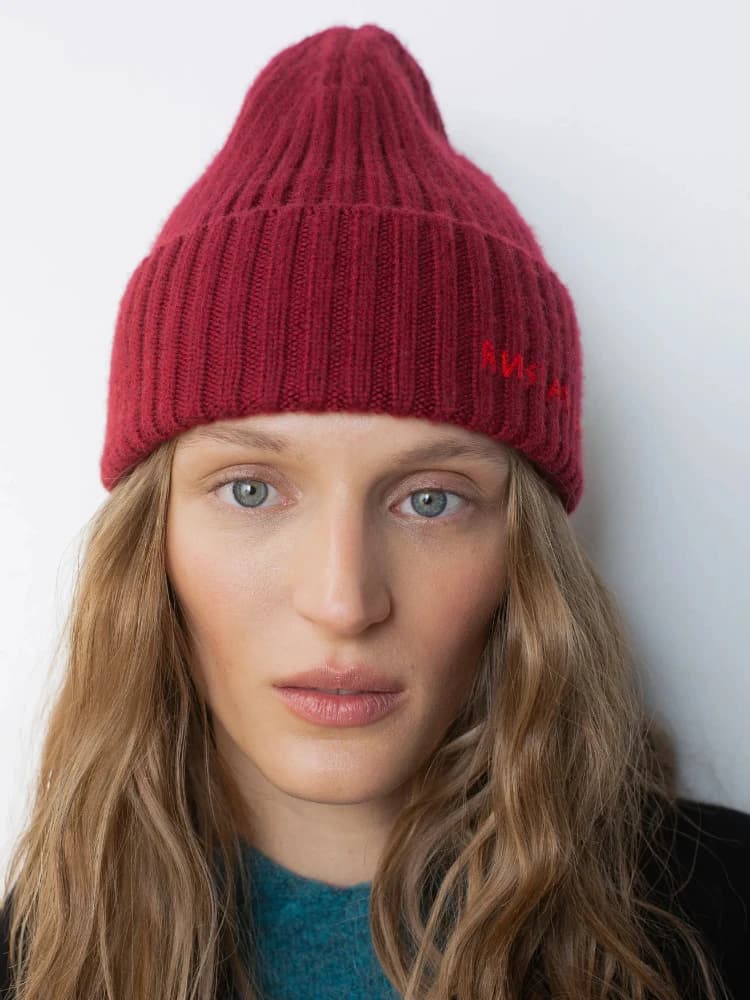 Cappello a cuffia lavorato a maglia unisex autunno inverno con ricamo a lettera – Berretto lavorato a maglia di lana stile street casual caldo