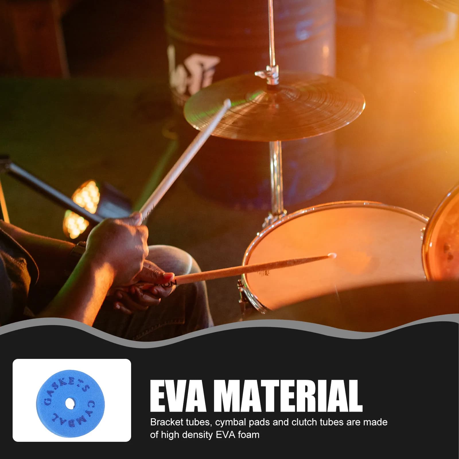 Set di accessori per batteria in schiuma EVA resistente: pad per cimbali, tubo frizione, staffa, tubo per batteria, raccordi per set di batteria, miglioramento del suono e protezione