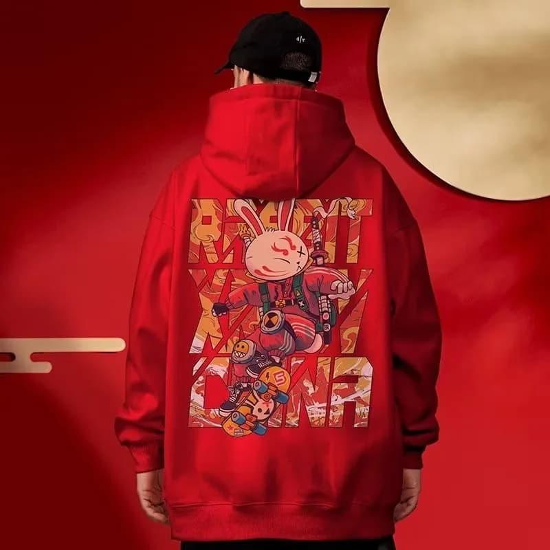 Felpe con cappuccio M-8XL】 Felpa con cappuccio oversize da uomo Felpe con cappuccio per coppia con stampa di cartoni animati americani Spy Rabbit