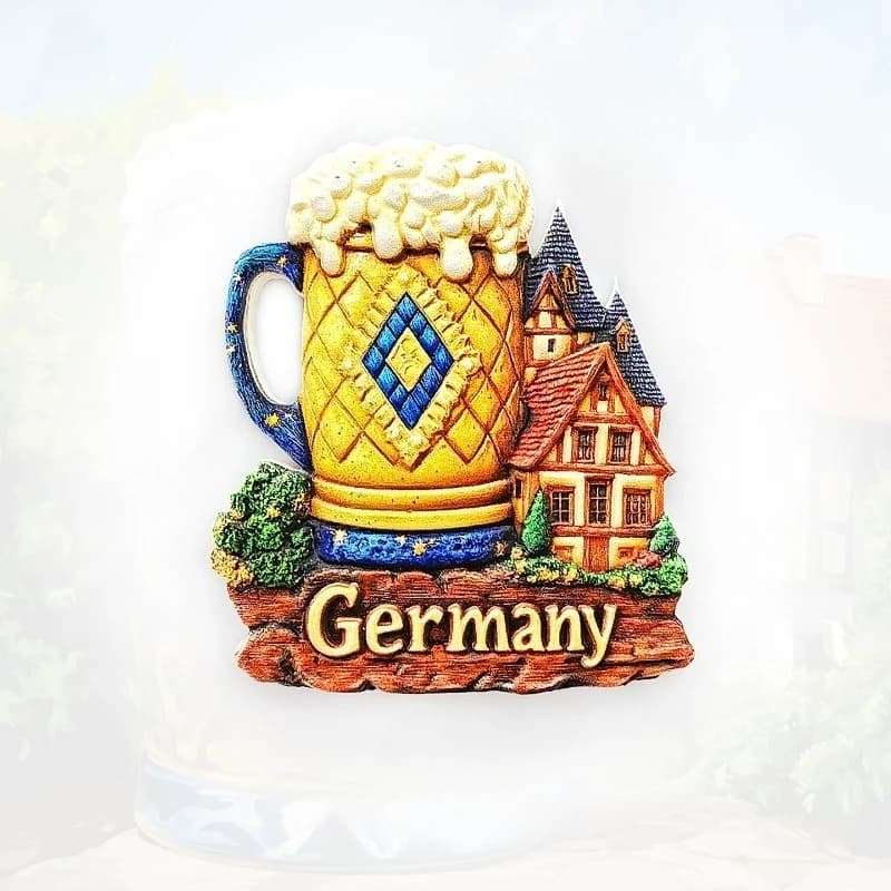 Magnete per frigorifero da cabina per tazza di birra tedesca - Souvenir 3D dell'Oktoberfest Alpine Lodge Decor Regalo unico per l'Europa