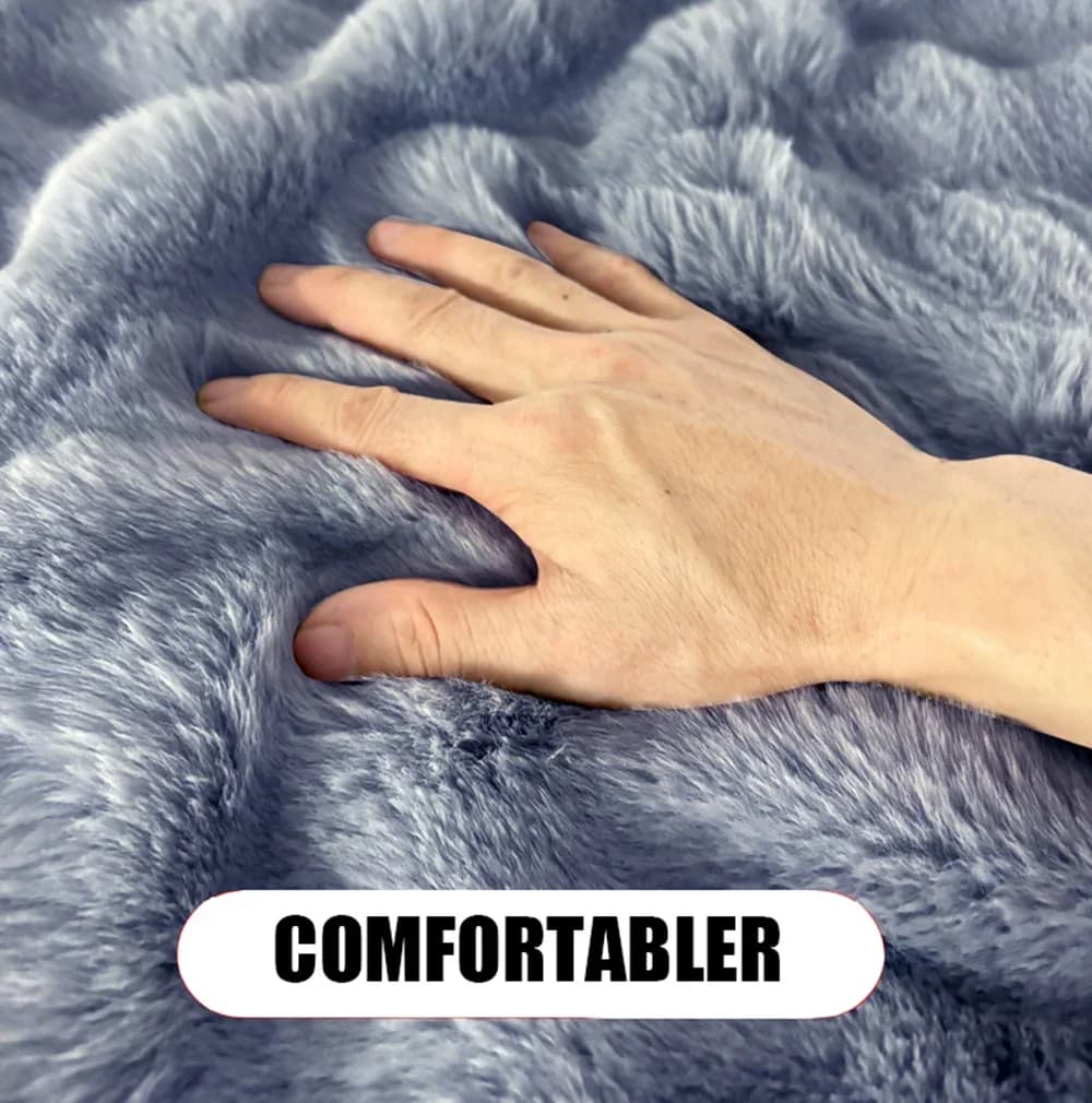 Accogliente scialle riscaldante in finta pelliccia di coniglio - Coperta elettrica intelligente indossabile per il divano invernale di casa (caldo e morbido)