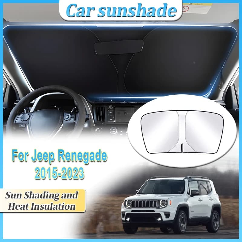 Isolamento termico Per Jeep Renegade 2015 2016 ~ 2023 Anti-UV Auto Protezione Solare Anello In Acciaio Parabrezza Anteriore Parasole Accessori
