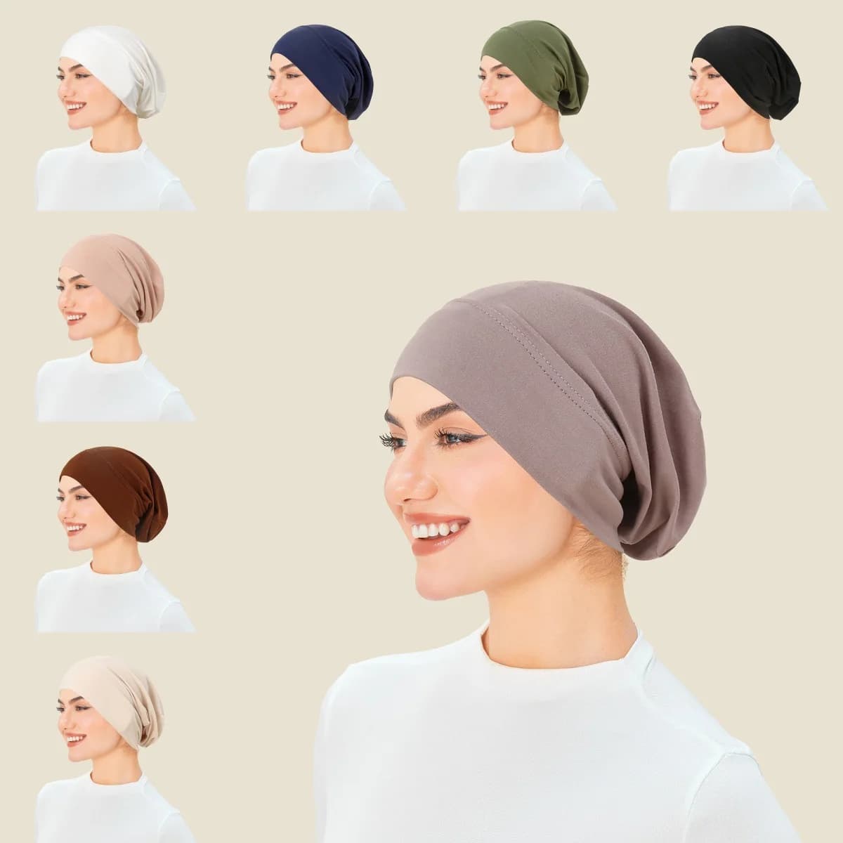 Elastic Cotton Innercaps Women's Hats Hijab Muslim Underscarf Streth Interior Hijab Caps Soft hood Female cap Islam Turbante