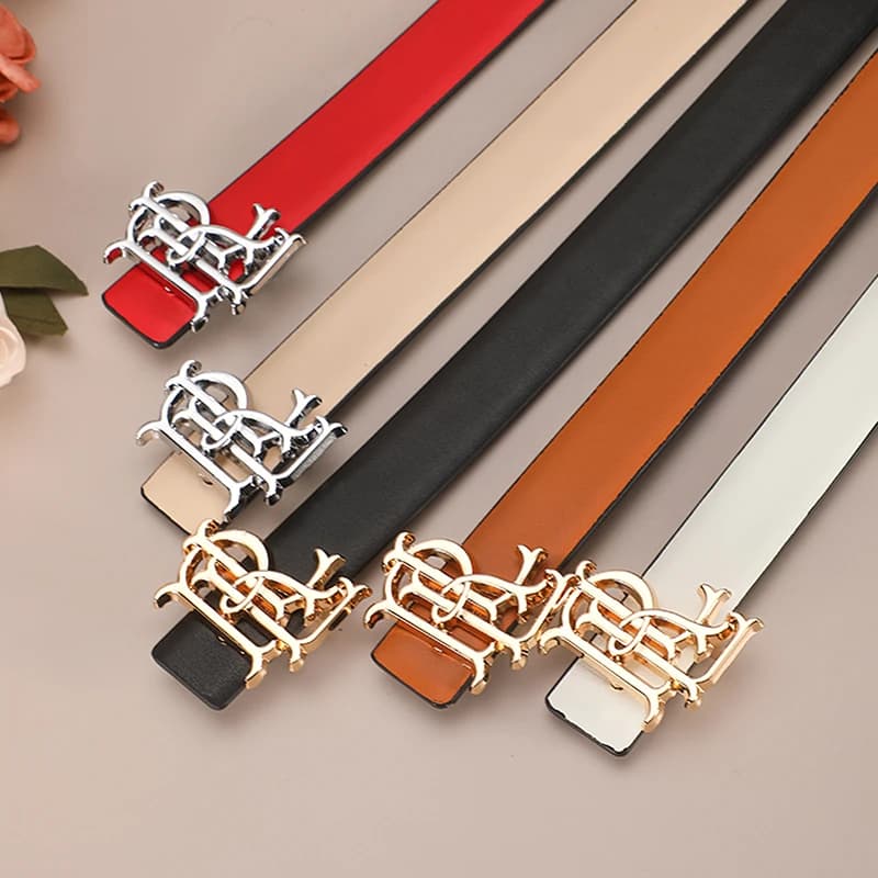 High Quality Thin 25mm Women Belt Luxury Brand Designer famous Leather Belts for women dress Strap ladies Metal Buckle jean belt