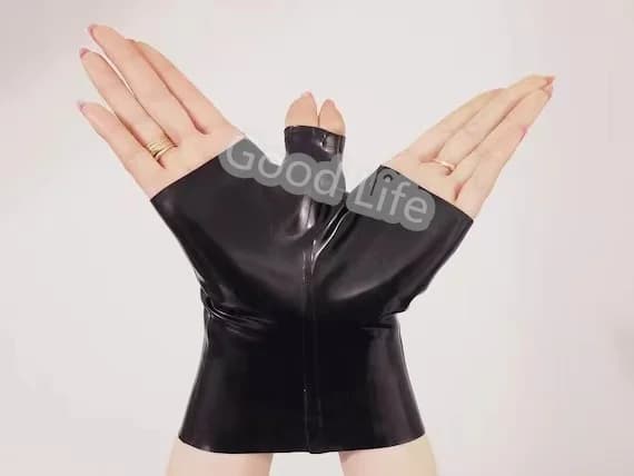 Guanti da boxe bondage a mano fetish in lattice naturale di nuovo stile fatti a mano Guanti unisex con cerniera