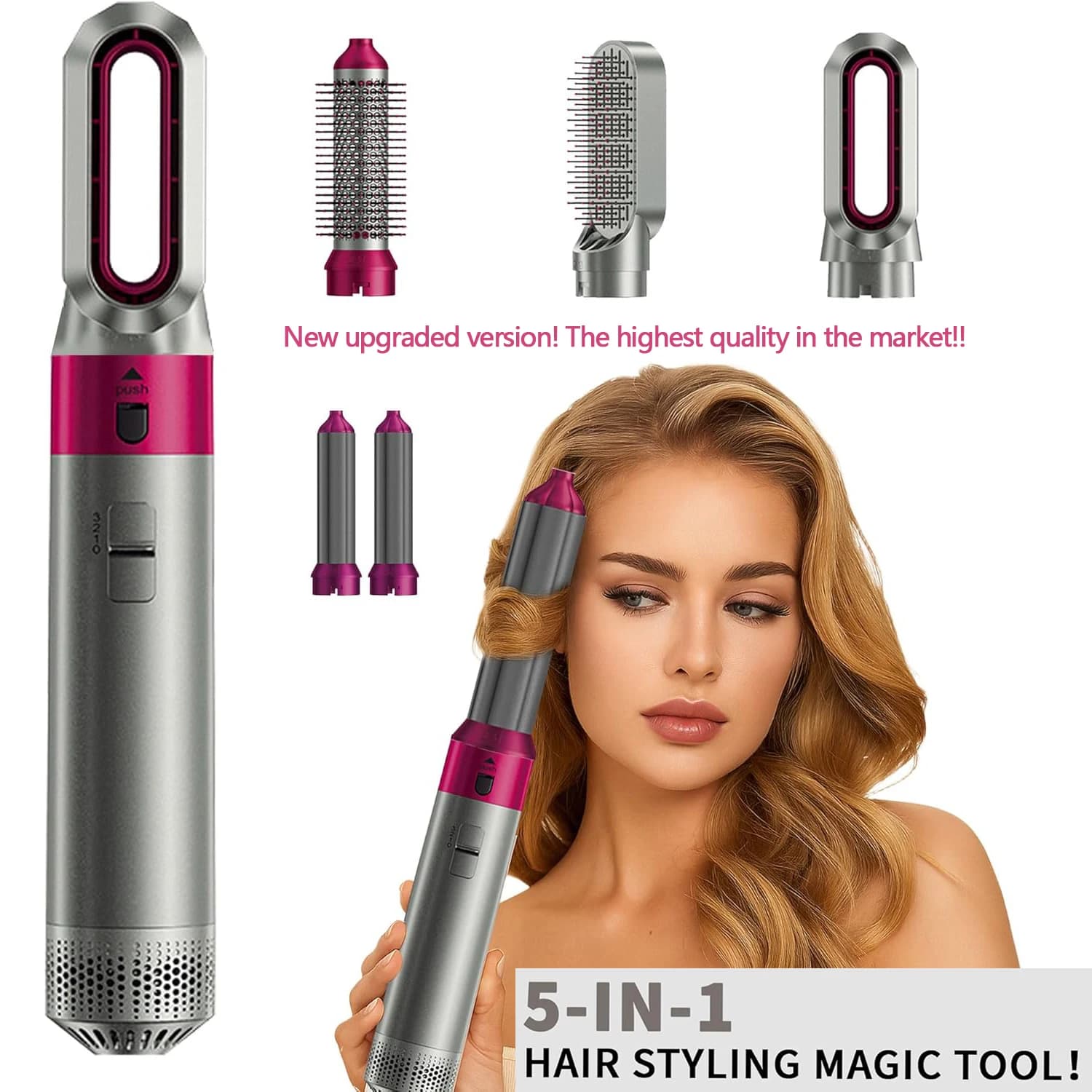 Pettine ad aria calda multifunzione 5 in 1, ferro arricciacapelli, asciugacapelli, attrezzatura e accessori per parrucchieri, strumenti per lo styling, idea regalo