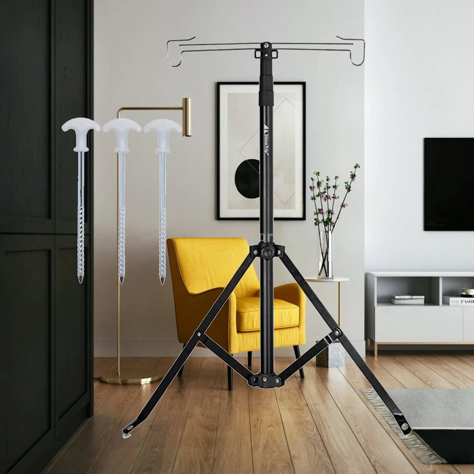 Lanterna da campeggio con design a treppiede in lega di alluminio, portatile per barbecue