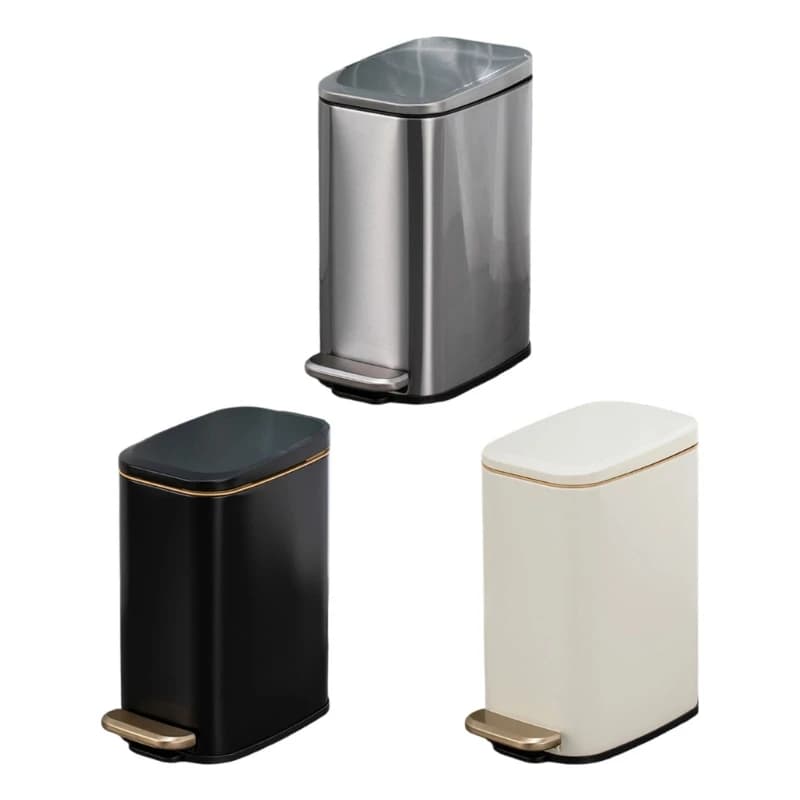 Rectangular Waste Bin 6L Odor Control Lid Trash Can for Bathroom Living Room X3UC